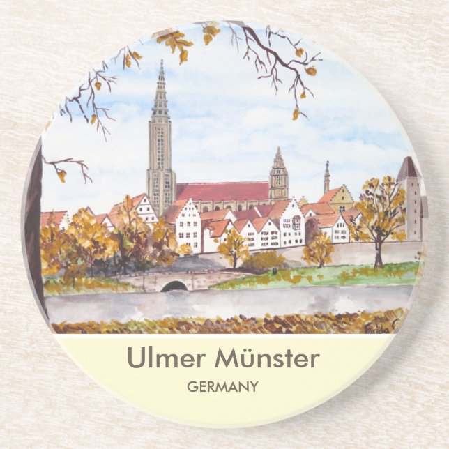 Ulm Minster Germany Painting by Farida Greenfield Getränkeuntersetzer (Vorne)