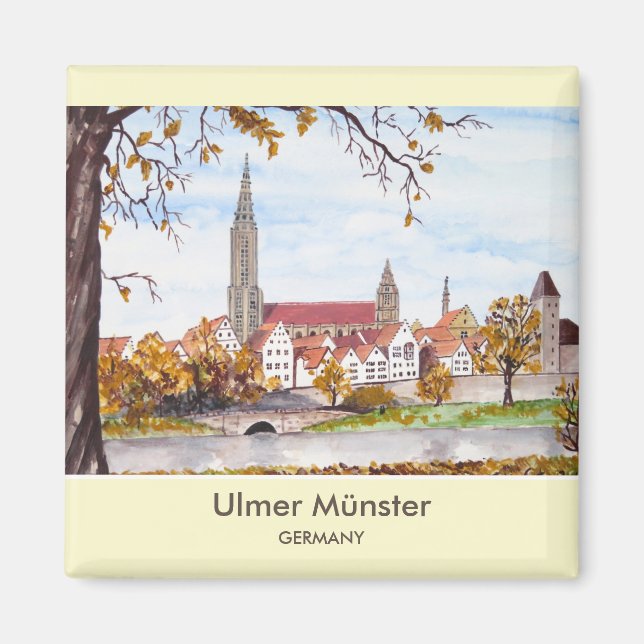 Ulm Minster Germany Painting by Farida Greenfield Magnet (Vorne)