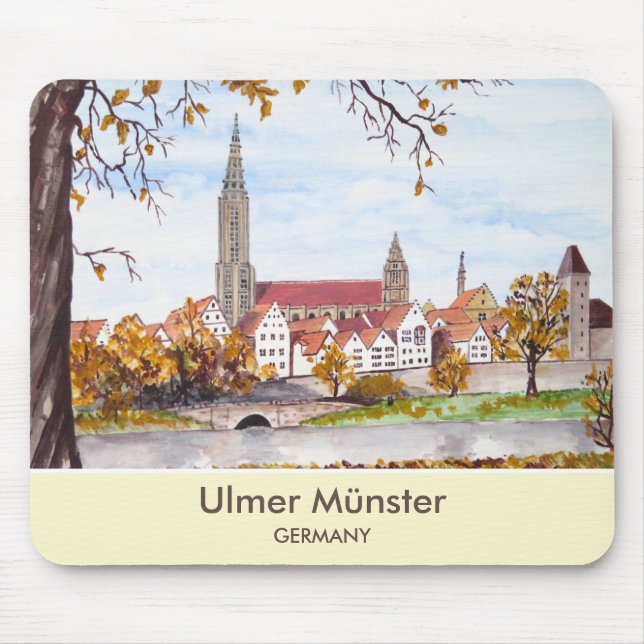 Ulm Minster Germany Painting by Farida Greenfield Mousepad (Vorne)