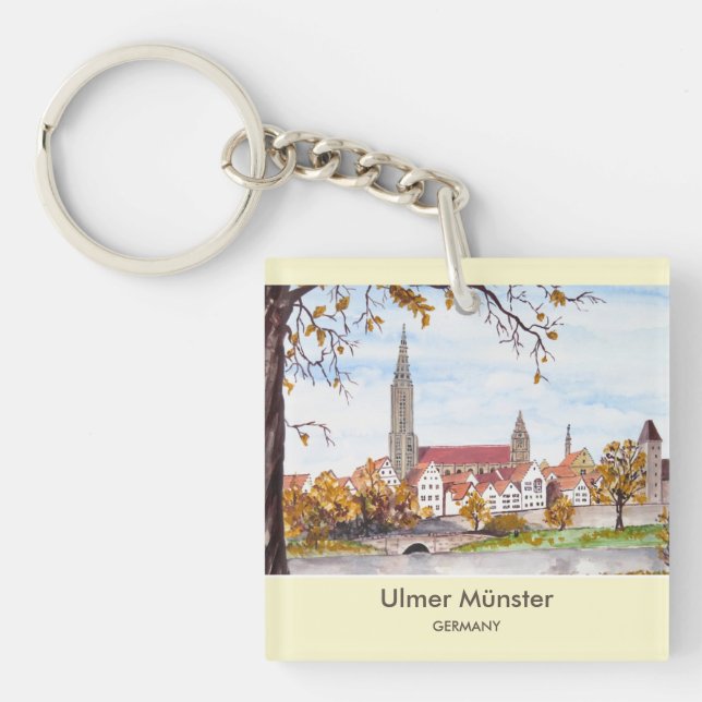 Ulm Minster Germany Painting by Farida Greenfield Schlüsselanhänger (Vorderseite)