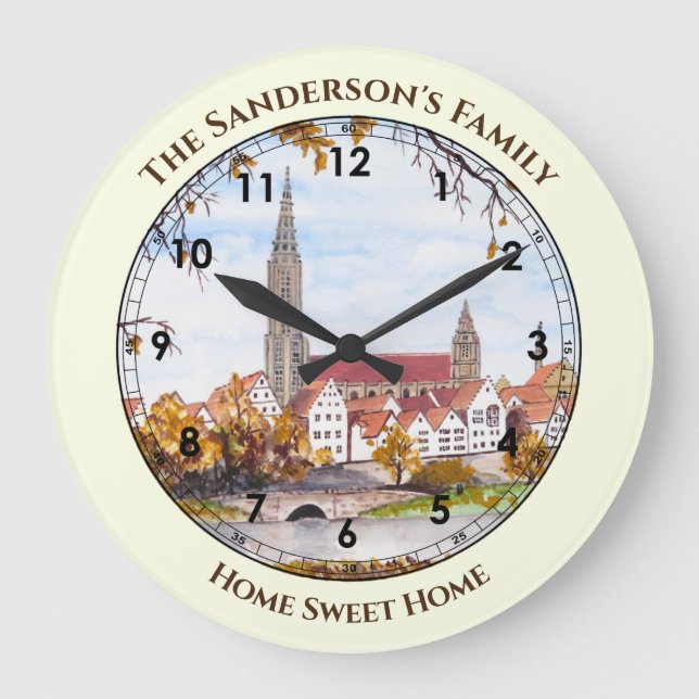 Ulmer Kathedrale in Deutschland Malerei Große Wanduhr (Vorderseite)