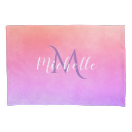 Ulra violett rosa Pfirsichfarben mit Monogramm Kissenbezug