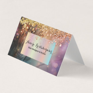 Ulrica Dark Rose Glitzer Halo Falted Business Card Visitenkarten