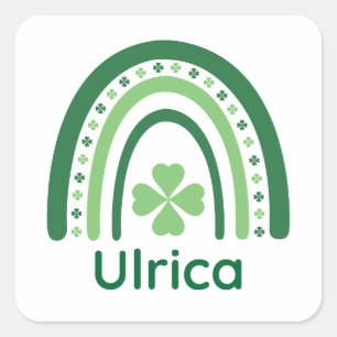 Ulrica Name Clover Boho Regenbogen Quadratischer Aufkleber