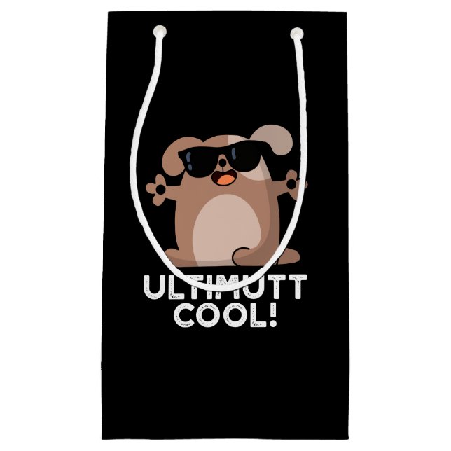 Ulti-mutt Cool Funny Dog Pun Dark BG Kleine Geschenktüte (Vorderseite)