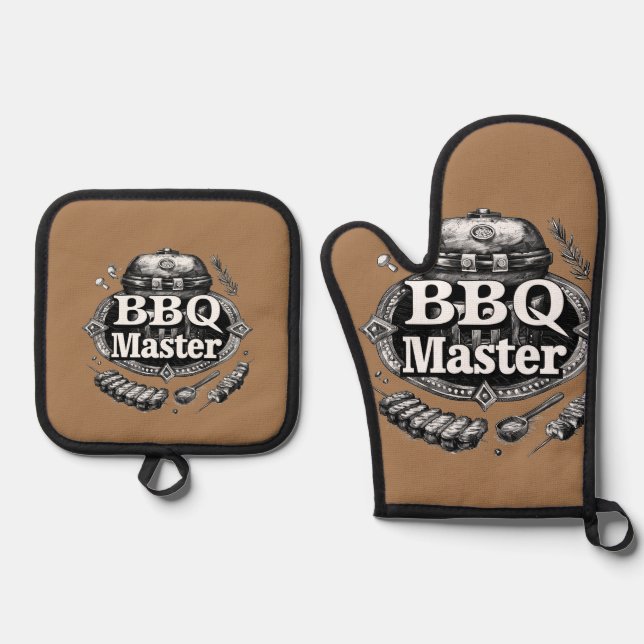 Ultimate BBQ Master Oven Mitt and Pot Holder Set (Vorderseite)