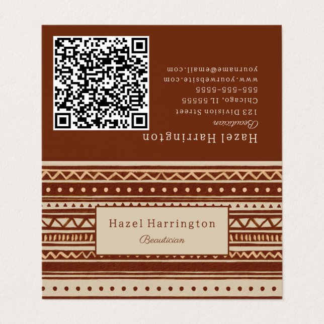 Ultimate Boho Falted Business Card QR Code Visitenkarten (Außenseite Aufgefaltet)
