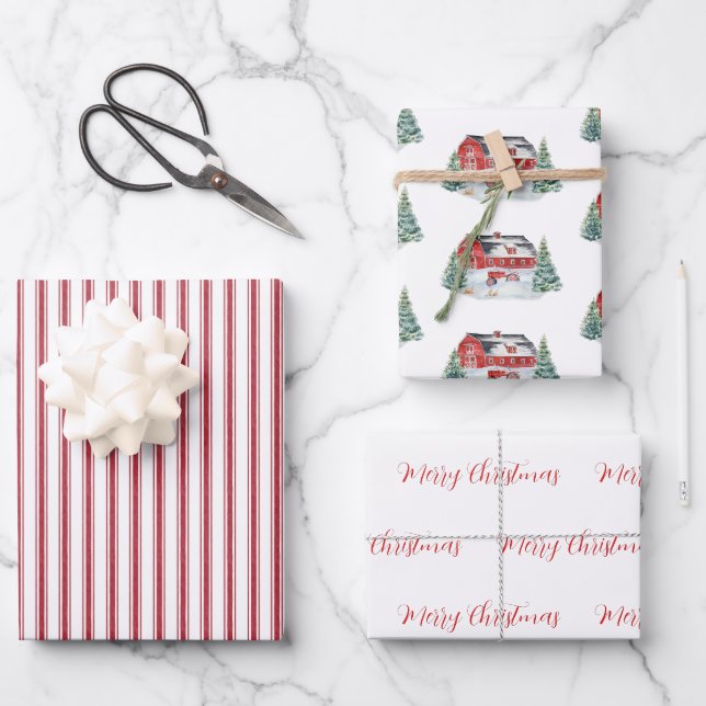 Ultimate Farmhouse Christmas Collection Geschenk Geschenkpapier Set (Vorderseite)