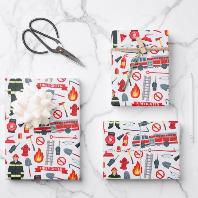 Ultimate Firefighter - Thema "Heldenfeuerwehr" Geschenkpapier Set (Vorderseite)
