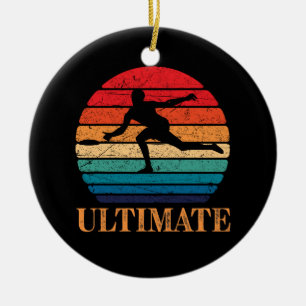 Ultimate Frisbee Retro Player Flying Disk Threadin Keramik Ornament