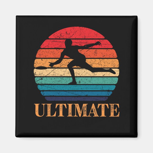 Ultimate Frisbee Retro Player Flying Disk Threadin Magnet (Vorne)