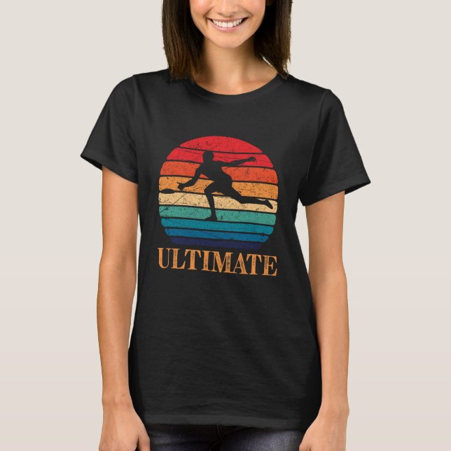 Ultimate Frisbee Retro Player Flying Disk Threadin T-Shirt (Vorderseite)