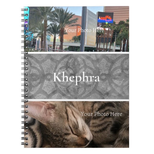 Ultimate Gray Batik Foto Collage, Border, Name Notizblock (Vorderseite)