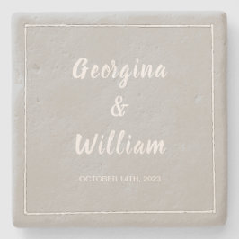 Ultimate Gray Wedding Bride & Groom Elegant Einfac Steinuntersetzer
