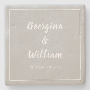 Ultimate Gray Wedding Bride & Groom Elegant Einfac Steinuntersetzer
