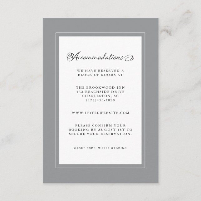 Ultimate Gray Wedding Detail Moderne schicke Grenz Begleitkarte (Vorderseite)