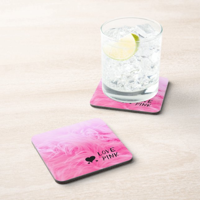 Ultimate Hot Pink Fuzzy Imitate Fur Getränkeuntersetzer (Rechte Seite)