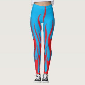 Ultimate Red Flame auf einem Navy Blue Party Kostü Leggings