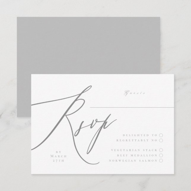 Ultimate Simple Light Grau White Moderner Handtyp RSVP Karte (Vorne/Hinten)