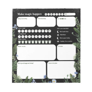 Ultimate Wellness Planner – Dark Floral Whimsical  Notizblock