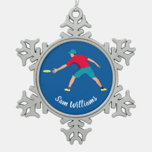 Ultimative Frisbee Schneeflocken Zinn-Ornament