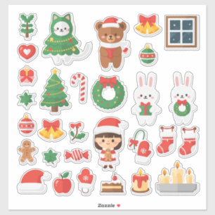 Ultimativer Kawaii-Weihnachts-Spaß! Mega-Sticker Aufkleber