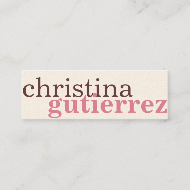 Ultimativer Netzwerkaustausch rosa ecru Typografie Mini Visitenkarte (Vorderseite)