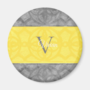 Ultimatives Grau und leuchtendes Gelbes Monogramm Magnet