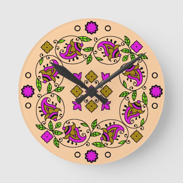 ultimatives Vintages Muster Runde Wanduhr (Vorderseite)