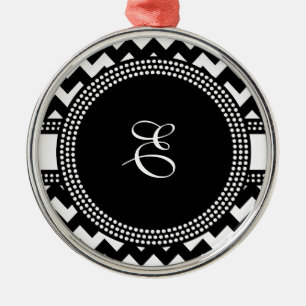 Ultra Chic-Schwarzweiss-Zickzack-Zickzack Ornament Aus Metall