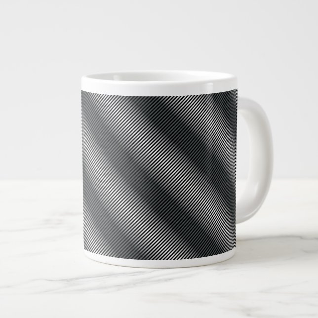 Ultra dünne schwarz-weiße Gradationslinien Jumbo-Tasse (Vorderseite Rechts)