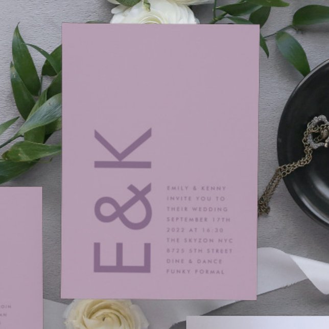 Ultra Dusty Rose Lila Modernes, feines, großes Mon Einladung (Invitation showcasing suite - additional items (bought separately))