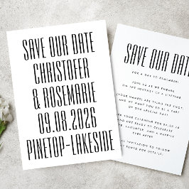 Ultra einfach kein Foto Große fette Details Hochze Save The Date
