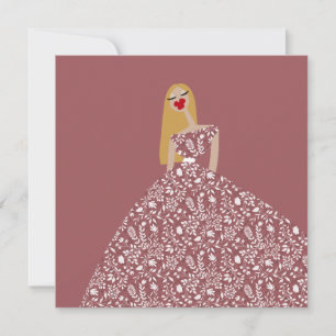Ultra-feminines Blumenkleid Modekunstkarte Einladung