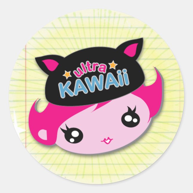 Ultra Kawaii - Mädchen-Aufkleber Runder Aufkleber (Vorderseite)