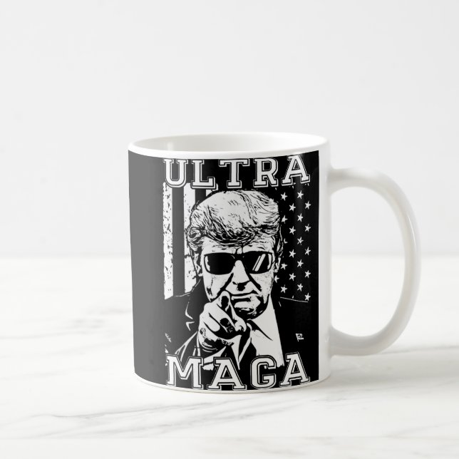 Ultra MAGA Fun Anti Biden US Flag Pro Trump Trend Kaffeetasse (Rechts)