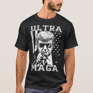 Ultra MAGA Fun Anti Biden US Flag Pro Trump Trend T-Shirt