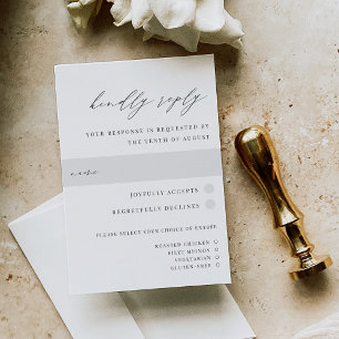 Ultra-Minimal   Script Accent Wedding Meal Choice RSVP Karte