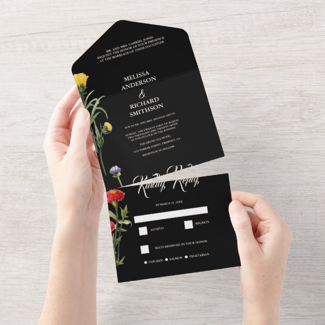 Ultra Modern Bold Big Monogram Simple Wedding All In One Einladung (Abreißen)