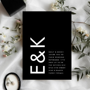 Ultra Modern Bold Big Monogram Simple Wedding Einladung