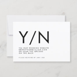Ultra Modern BOLD QR CODE TRENDY Website Y/N RSVP Karte