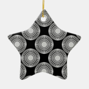 Ultra Modern Circles Star Ornament, Silber Keramikornament