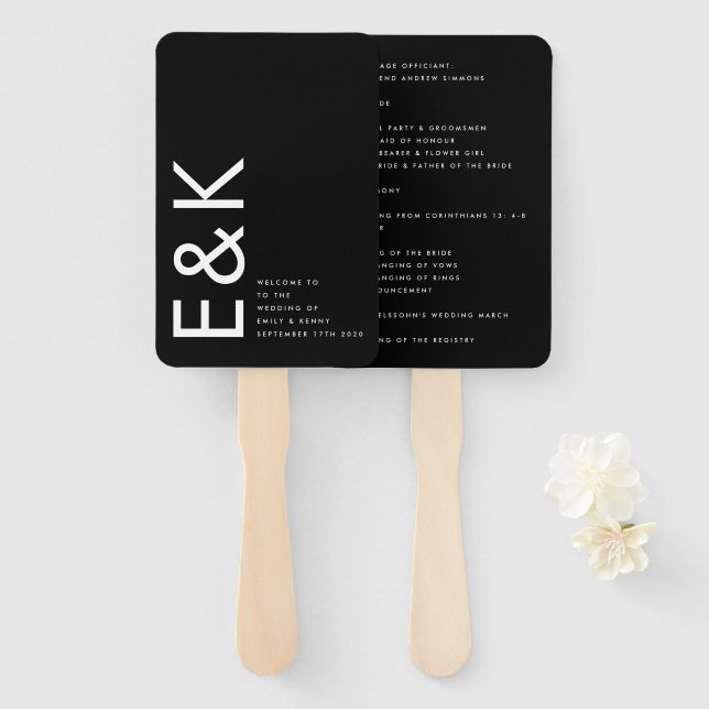 Ultra Modern formatiert Groß Monogram einfach Fächer (Vorne und Hinten)