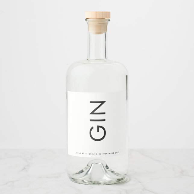 Ultra Modern formatierter, einfacher Monogramm-Gin Alkoholflaschenetikett (Vorderseite)