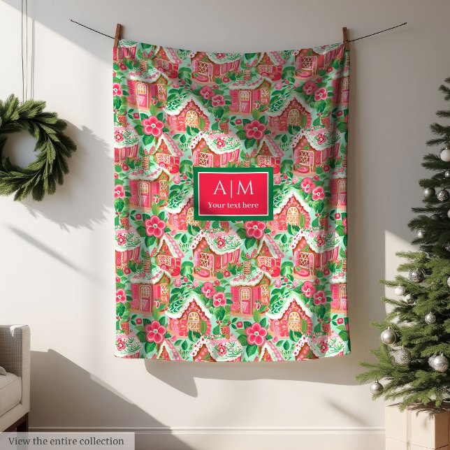 Ultra modern hot pink watercolor preppy festive fleecedecke (Ultra modern hot pink watercolor preppy festive Fleece Blanket )