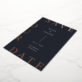 Ultra Modern Layout Dunkelblau Save the Date Folieneinladung