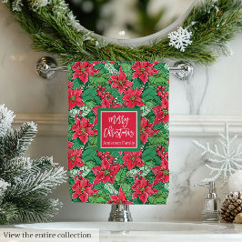 Ultra modern magenta and green Christmas preppy Badhandtuch Set
