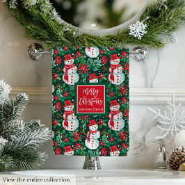 Ultra modern magenta and green Christmas preppy Badhandtuch Set