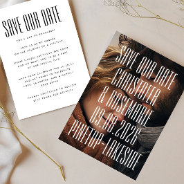 Ultra Modern Simple Photo Big Bold Details Wedding Save The Date