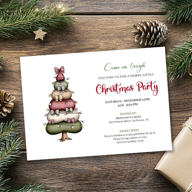 Ultra modern whimsical Christmas tree party  Einladung (Modern Whimsical Christmas Tree Party Invitation)